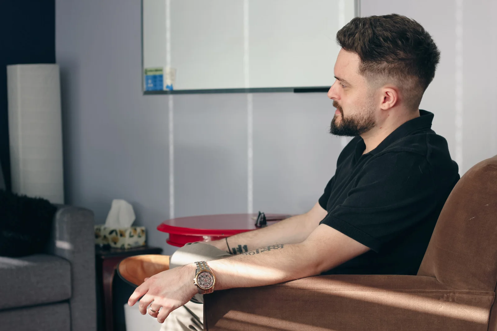 Maor in his therapy office